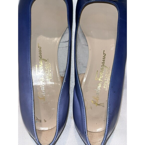 Salvatore Ferragamo Blue Ombré Leather Loafer Silver Signature Logo Women 7 B - Picture 14 of 16